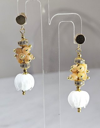 Orecchini in argento 925, opale e vetro di Murano