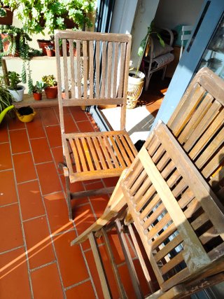 4 Sillas Plegables Madera Maciza Exterior