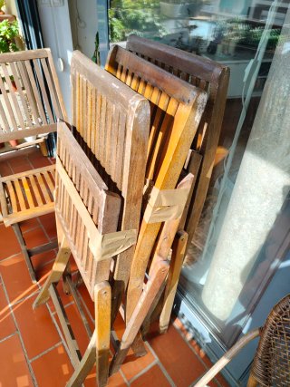 4 Sillas Plegables Madera Maciza Exterior