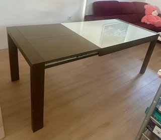 Mesa comedor cristal y madera