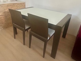 Mesa comedor cristal y madera