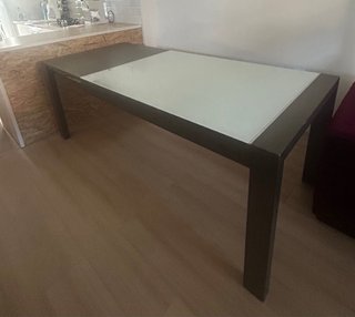 Mesa comedor cristal y madera