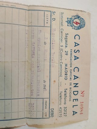 Cuadro de bicicleta CANDELA de 1945