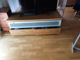 Mueble TV auxiliar madera y cristal