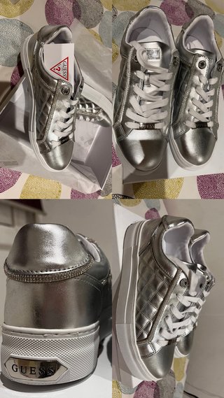 Zapatillas Guess Plateadas Mujer