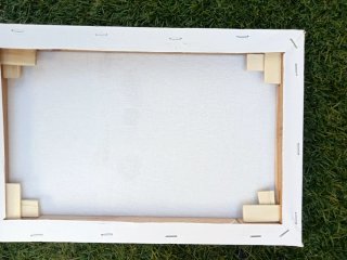 Quadro uccellini e cuori in sassi e legno