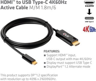 Cavo attivo HDMI USB-C 4K CLUB3D