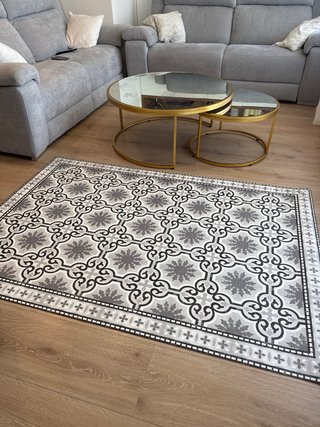 Tappeto stile idraulico beige e grigio