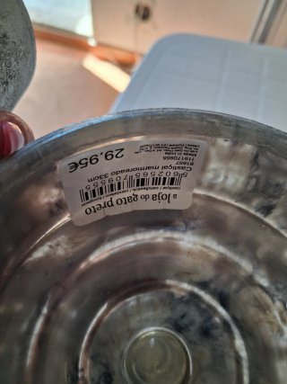 Castiçal efeito Mármore com Vela Prateada