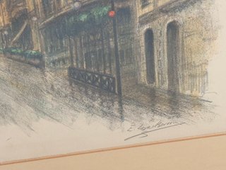 Litografía antigua de Gran Vía Madrid numerada