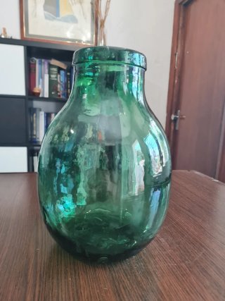 Garrafa Vidrio Verde Soplado Vintage V.B.S.A