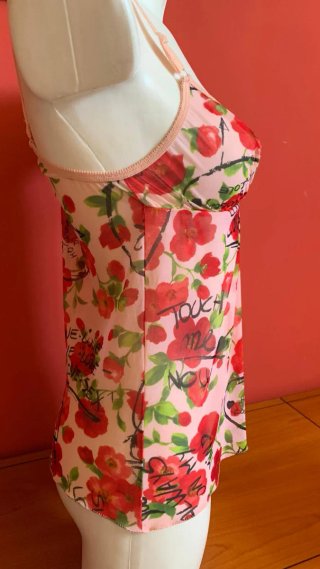 D&G Top Intimo Floreale Scritto Tg S