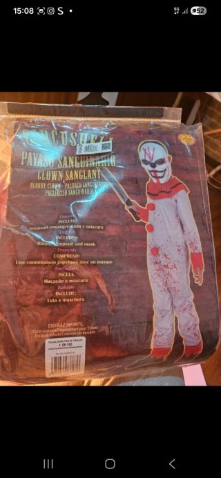 Disfraz Payaso Sangriento Talla L (8-10)