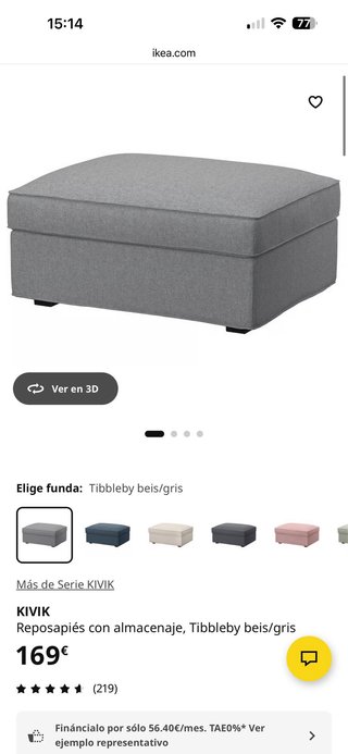 Sofá 3 plazas y reposapiés gris
