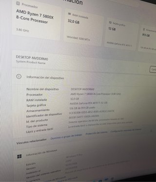 Pc gaming RTX 4070TI, Ryzen 7 5800X, 32gb RAM