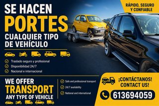 Se hacen portes todo tipo de vehiculos