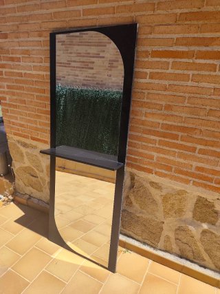 Tocador Peluquería Negro con Estante