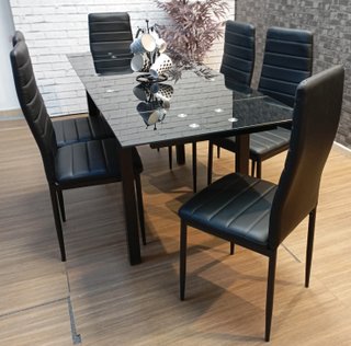 Mesa "Extensible" + `6 ́ Sillas Negras. ECONÓMICA