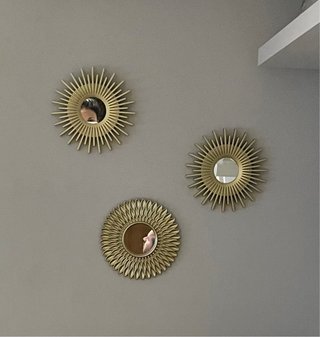 Set di 3 Specchi Decorativi Oro Solare