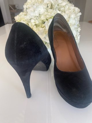 Zapatos de salón ante y piel negros talla 36