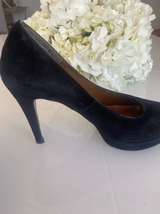 Zapatos de salón ante y piel negros talla 36