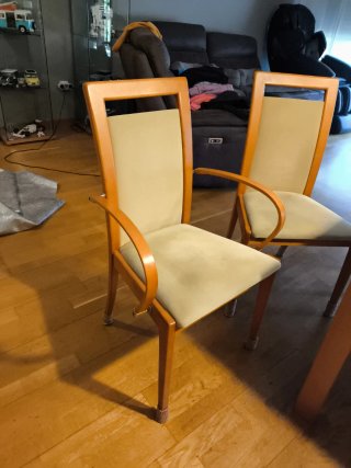 Mesa comedor y 6 sillas madera y cristal