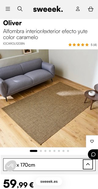 Preciosa Alfombra Yute 170cm Beige/Caramelo Nueva