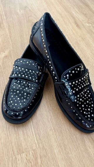 Mocasines Zara Mujer Negros Tachuelas
