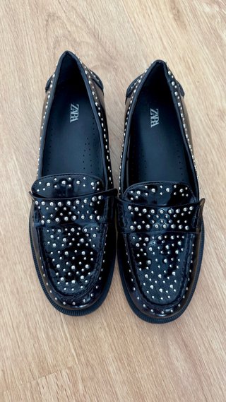 Mocasines Zara Mujer Negros Tachuelas
