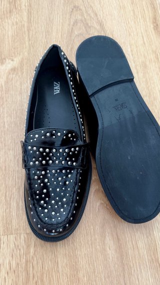Mocasines Zara Mujer Negros Tachuelas