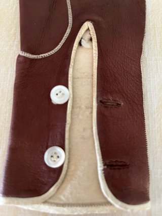Guantes de piel marrón -años 50- Talla de niña