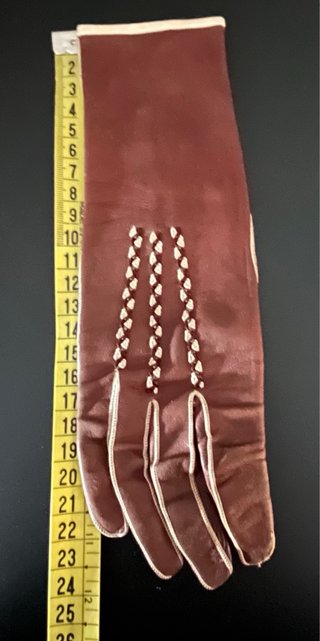 Guantes de piel marrón -años 50- Talla de niña