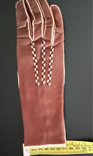 Guantes de piel marrón -años 50- Talla de niña