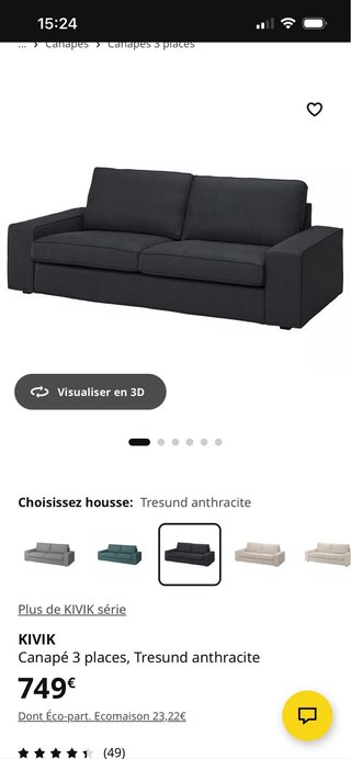 Sofá Kivik 3 plazas + Puf IKEA Blanco