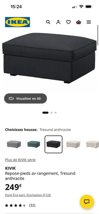 Sofá Kivik 3 plazas + Puf IKEA Blanco