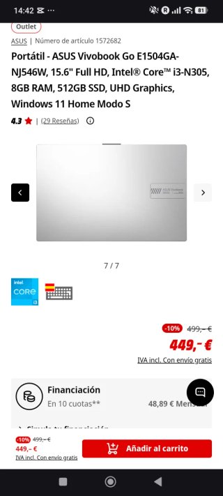 ASUS Vivobook Go 15 E1504GA-NJ546W Portátil