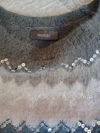 Jersey Venca gris y rosa con lentejuelas Talla M