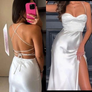 Abito lungo Zara raso bianco taglia XS