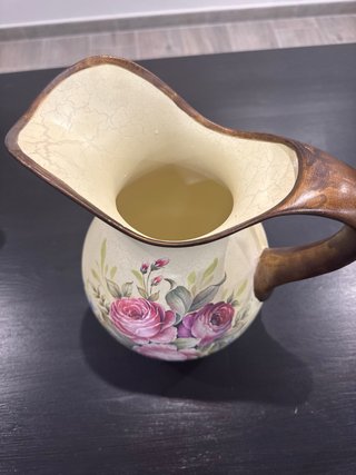 Jarra porcelana vintage flores rosas 1960