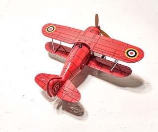 Avión Biplano de Hojalata Rojo