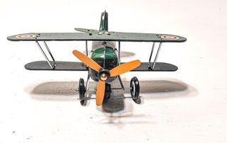 Avión Biplano Juguete Hojalata Verde