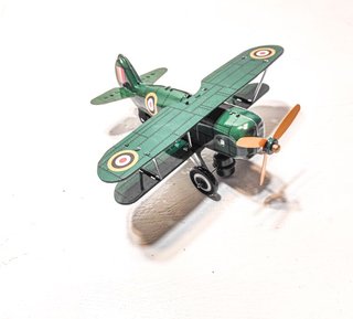 Avión Biplano Juguete Hojalata Verde