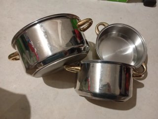 Conjunto Cacerolas Metal Dorado/Plateado