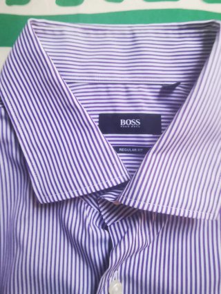 Camisa Hugo Boss Rayas Moradas Talla 46