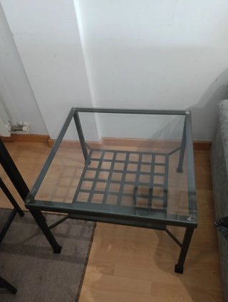 Mesa comedor cristal y 6 sillas + mesa centro