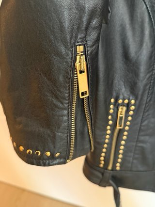 Cazadora Biker Almatrichi Piel Negra Tachuelas