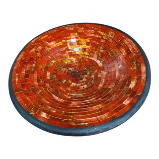 Coppia Ciotole Mosaico Vetro Arancio e Verde