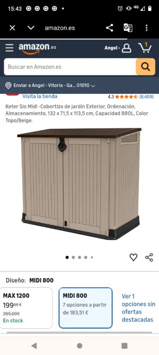 Cobertizo Keter Sio Midi Beige/Marrón