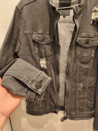 Cazadora vaquera desgastada gris Talla L