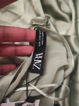 Zara Vestito Seta Verde Oliva